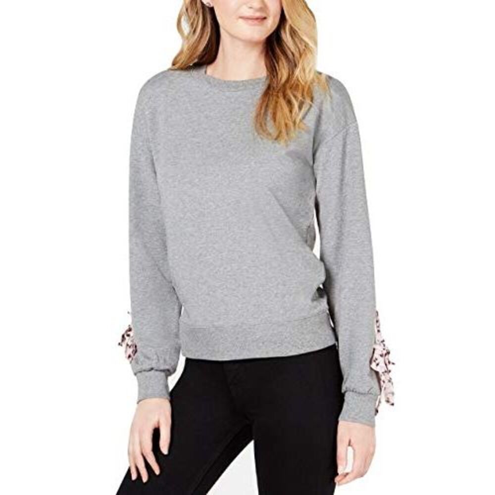 Maison Jules Contrast Tie-Sleeve Sweatershirt Grey Size X